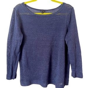 Talbots‎ 100% Linen Knit Crewneck Blue Sweater XL